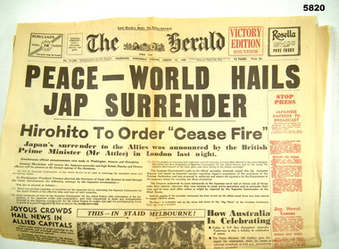 The Herald newspaper Victory Edition Souvenir 1945 Reprint 