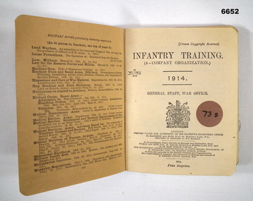 Manual on Infantry Training 1914.
