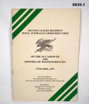 Programme on the occasion of a Barracks Opening.