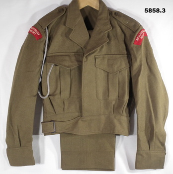 Brown Khaki Battle dress - Jacket and trousers.