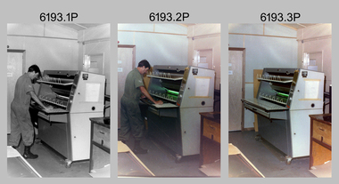 Print Technician operating a Plan Printer at the Army Survey Regiment, Fortuna Villa Bendigo. c1990s