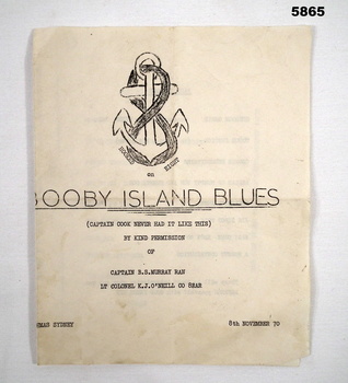 Programme for Ship Bound Concert.