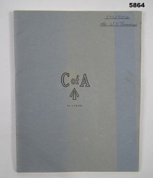 C of A Exercise book for Training - cover.