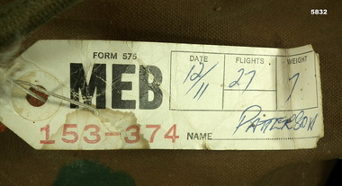 Baggage ticket for travel to Melbourne.