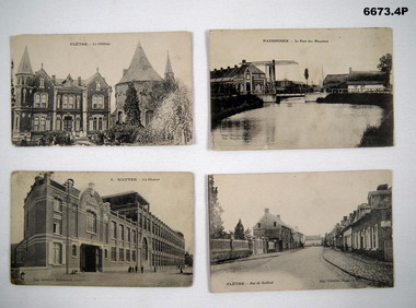 Four Postcard photos of French Flanders Towns.