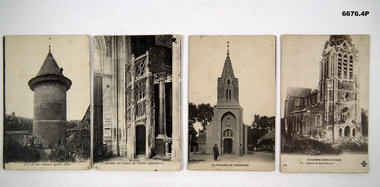 Four black and white postcards in France.