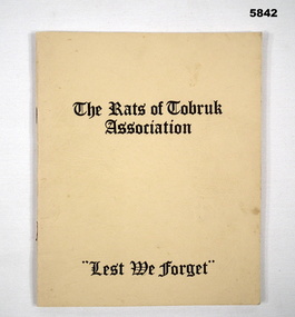 Book for the "Rats of Tobruk Association".