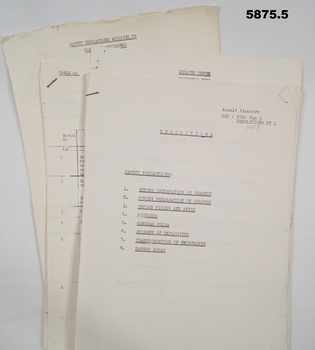 Three sets of typed notes for Army Training in explosives.