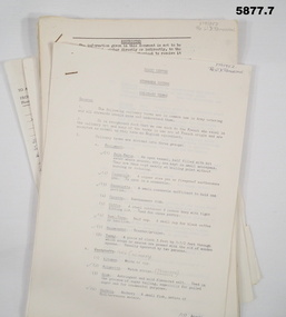 Typewritten Army Stewards Training instructions