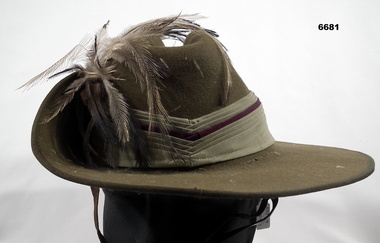 Slouch Hat with feathers from the Light Horse.