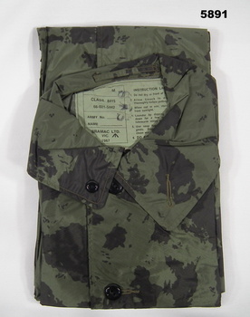 Green camouflage Nylon rain coat.