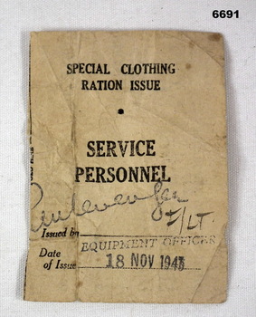 Special clothing coupon for Service Personnel.