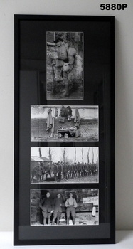 Collection framed black and white photographs WW1.