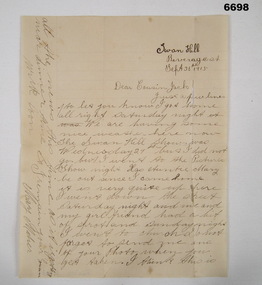 Letter to Cousin Jacko WW1.
