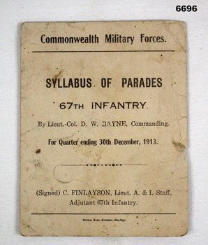 Syllabus of Parades 67th Infantry.