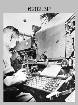 Typesetting Equipment and Personnel, Army Survey Regiment, Fortuna, Bendigo. c1960s to 1979.