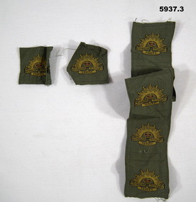 Three Green Army Cloth Badges.