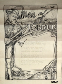 Black & white sketch and verse re Tobruk.