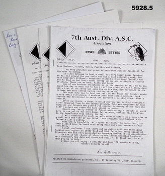 Newsletters 7th Aust Div AASC.