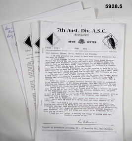 Newsletters 7th Aust Div AASC.