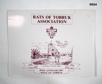 Place mat re Rats of Tobruk 50th anniversary Reunion.