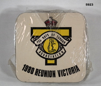 Drink coasters re Rats of Tobruk Association.
