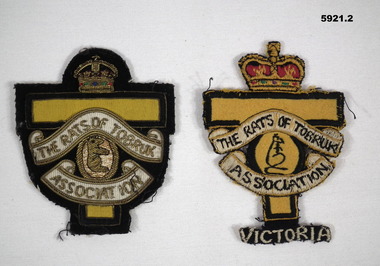 Two cloth badges re the Rats of Tobruk Association.