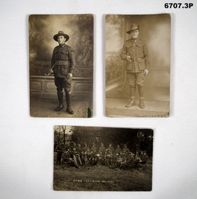 Three black and white photos of WW1 Soldiers.