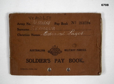 Australian Soldiers pay book WW2.