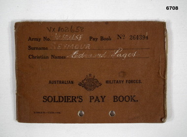 Australian Soldiers pay book WW2.