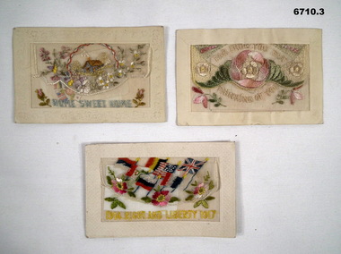 Embroidered Postcards from France WW1.
