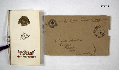 Patriotic Christmas card and envelope.