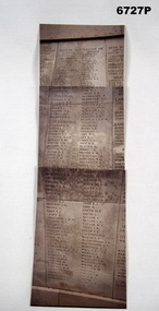 PHOTOGRAPH OF PANEL AT MENIN GATE WITH 38TH BATTALION NAMES.