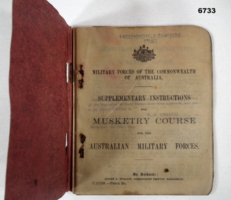 Booklet - Musketry Course - supplementary Instructions.