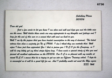 Letter home from Soldier "Will".