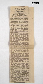 Newspaper article from Mildura  Civic Reception.