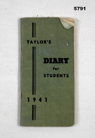 Small green canvas diary 1941