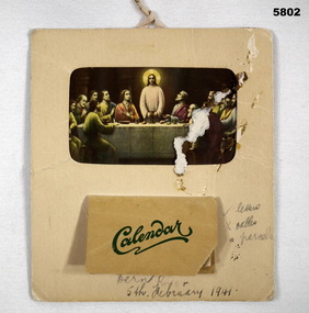 Religious cardboard calendar 1941