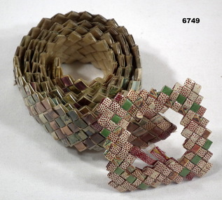 Belt and buckle plaited out of lolly papers.