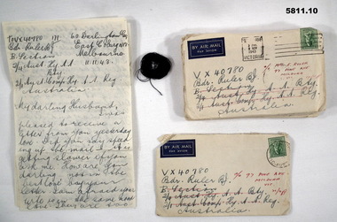 Handwritten letters from family and friends to a soldier missing in action redirected to home. 