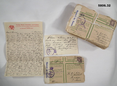 Letters handwritten on Active Service home to Australia 