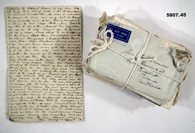 Handwritten letters home to Australia by Air Mail.