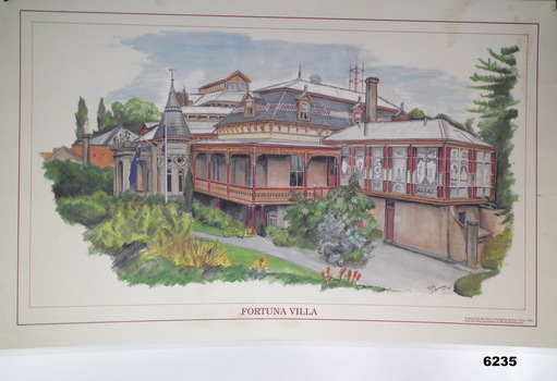 A reproduction of a painting of Fortuna Villa