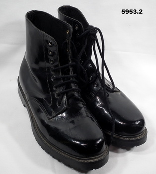 Glossy black pair of (GP) General Purpose boots.