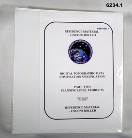 A four ringed folder containing  a topographic data specification Chapters 1-8