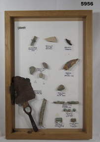 WW1 souvenirs - framed - collected from battlefields.