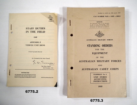 "Staff duties in the Field" and Standing Orders for Equipment for AMF and ACC.