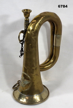 WW1 Prussian Brass Bugle side view.