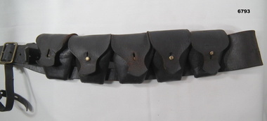 Five pocket black leather bandolier.