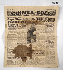 Copy of newspaper titled "Guinea Gold".